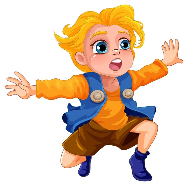 Jumping Boy Cartoon Character Illustration — ストックベクタ