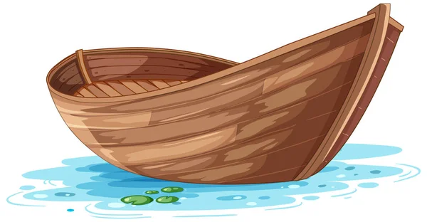 Yüzeyindeki Ahşap Tekne Çizimi — Stok Vektör