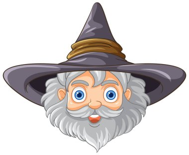 Sihirbaz başı çizgi filmi yalnız illüstrasyon