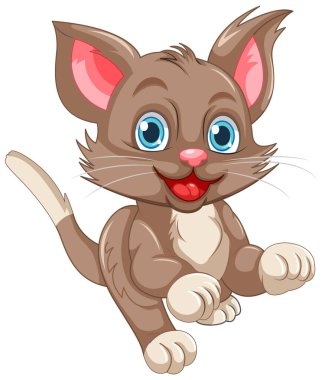 Şirin kahverengi kedi çizgi film karakteri çizimi