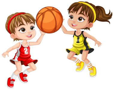 Sevimli basketbol oyuncusu çizgi film karakteri çizimi