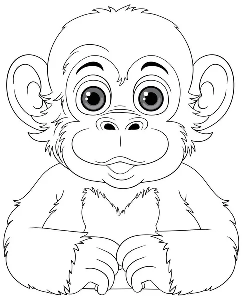 Šimpanzí Kreslený Obrys Znaků Pro Zbarvení Ilustrace — Stockový vektor