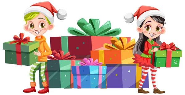 Christmas Character Giveaway Christmas Gift Illustration — Stock Vector