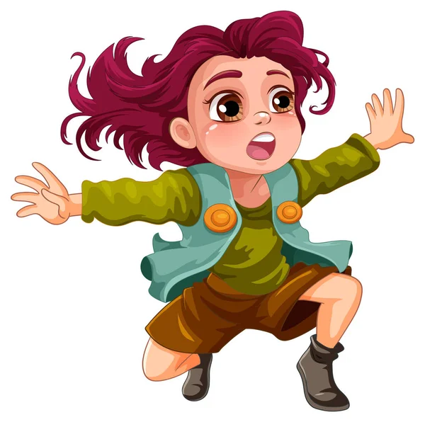Άλμα Κορίτσι Εικονογράφηση Χαρακτήρα Κινουμένων Σχεδίων — Διανυσματικό Αρχείο