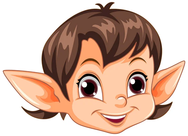 Şirin Elf Kafa Çizgi Film Karakteri Çizimi — Stok Vektör