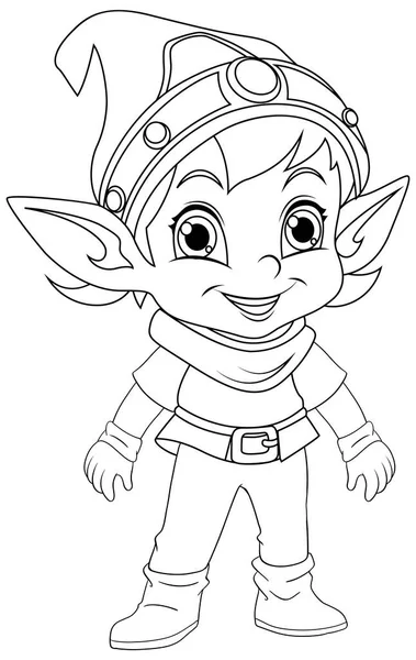 Cute Elf Cartoon Character Zarys Dla Ilustracji Kolorowanie — Wektor stockowy