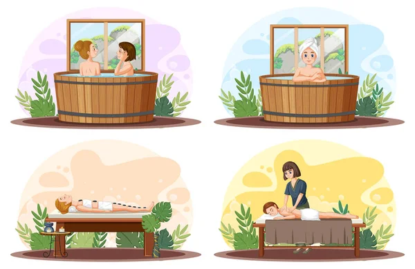 Spa Sauna Samopielęgnacja Elementy Kolekcji Ilustracja — Wektor stockowy