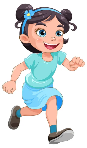 Running Girl Cartoon Character Illustration — Stock vektor