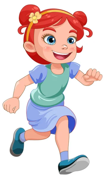 Running Girl Cartoon Character Illustration — Stockvector