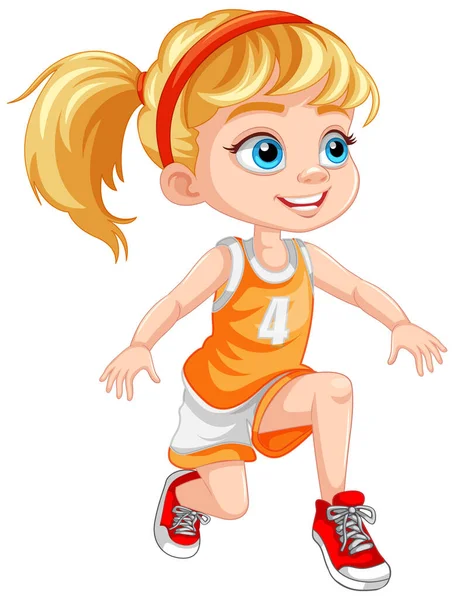 Κορίτσι Φορώντας Μπάσκετ Εικόνα Στολή — Διανυσματικό Αρχείο