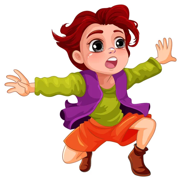 Jumping Menina Desenho Animado Personagem Ilustração — Vetor de Stock