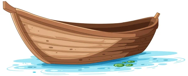 Иллюстрация Деревянной Лодки Поверхности Воды — стоковый вектор