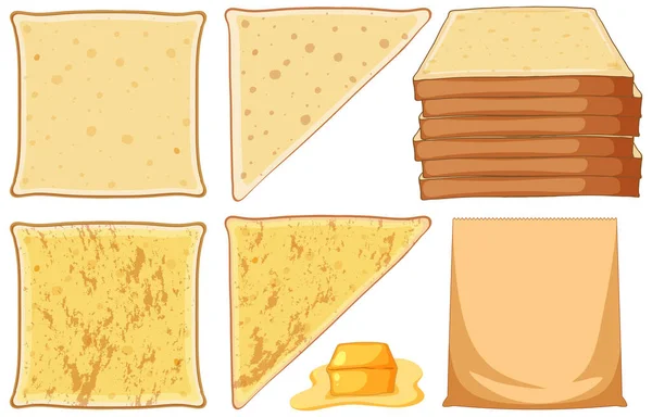 Uppsättning Bröd Och Rostat Bröd Illustration — Stock vektor