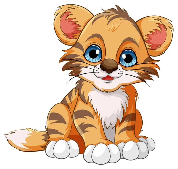 Bonito Bebê Tigre Desenho Animado Personagem Ilustração — Vetor de Stock