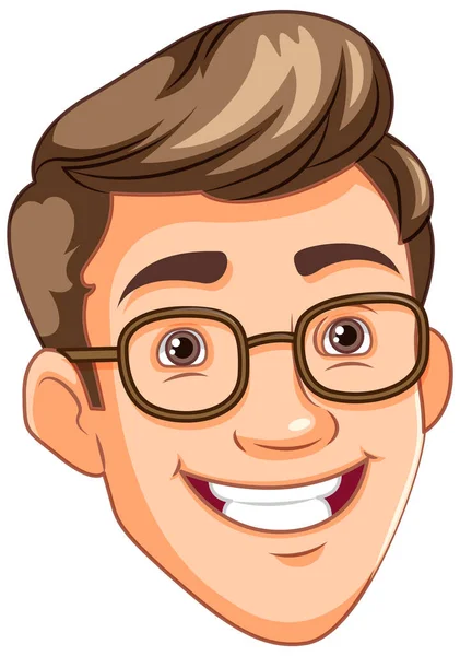 Homem Usando Óculos Sorrindo Ilustração Cabeça —  Vetores de Stock