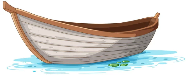 Иллюстрация Деревянной Лодки Поверхности Воды — стоковый вектор