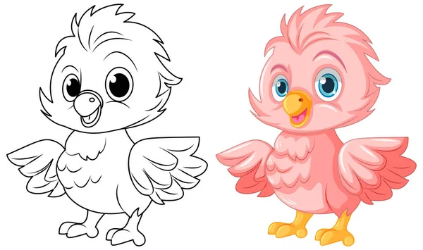 Chick Doodle Färgläggning Sida För Barn Illustration — Stock vektor