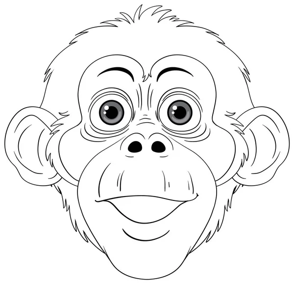 Chimpansee Cartoon Character Outline Voor Het Kleuren Van Illustratie — Stockvector