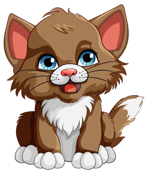 Schattig Kitten Cartoon Karakter Illustratie — Stockvector