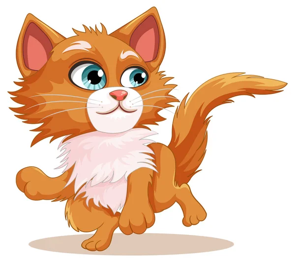 Tatlı Kedi Portakalı Karikatürü Izole Edilmiş — Stok Vektör