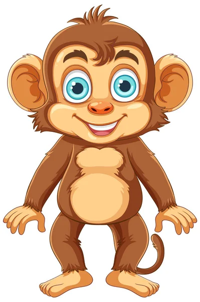 Happy Monkey Cartoon Karakter Illustratie — Stockvector
