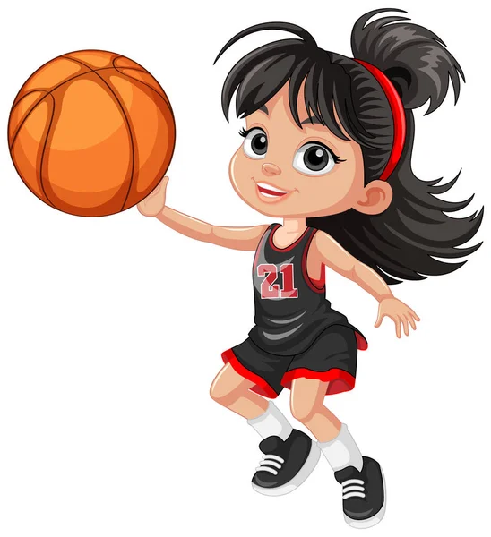 Vrouwelijke Basketbal Speler Cartoon Karakter Illustratie — Stockvector
