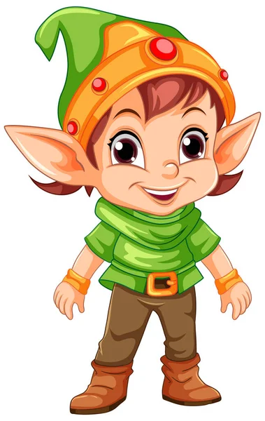 Niño Navidad Elf Personaje Ilustración — Vector de stock