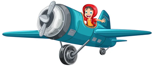 Abenteuer Kind Auf Leichtflugzeug Vektor Illustration — Stockvektor