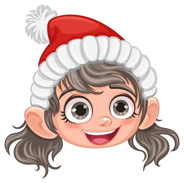 Cute Girl Winter Hat Pom Pom Cartoon Character Illustration — Stock Vector