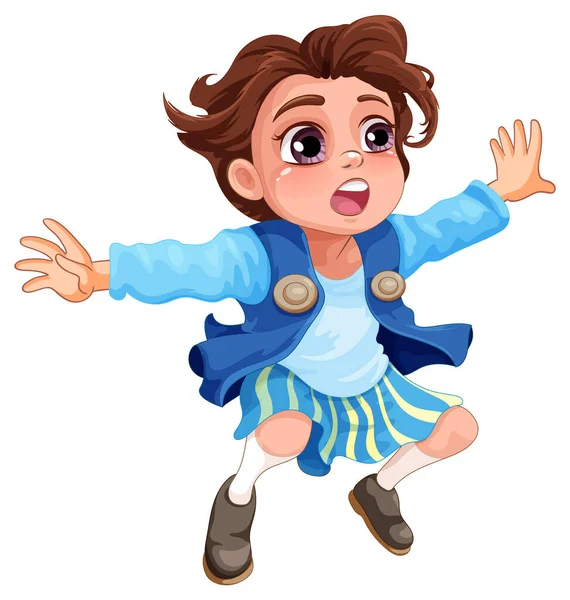 Chica Saltando Ilustración Personaje Dibujos Animados — Archivo Imágenes Vectoriales