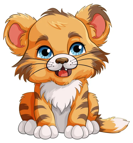 Bonito Bebê Tigre Desenho Animado Personagem Ilustração — Vetor de Stock