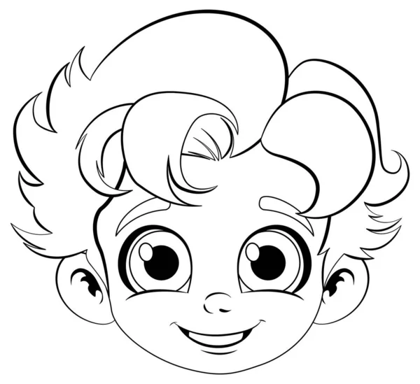 Щасливий Хлопчик Голова Мультфільм Ілюстрація — стоковий вектор