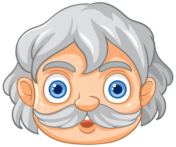 Velho Homem Rosto Desenho Animado Ilustração — Vetor de Stock