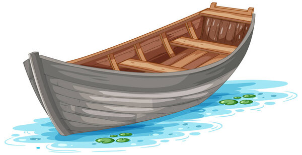Wooden Boat on Water Surface illustration