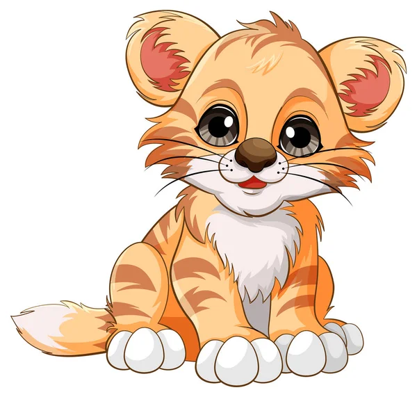 Cute Baby Tiger Cartoon Character Illustration — Stock Vector