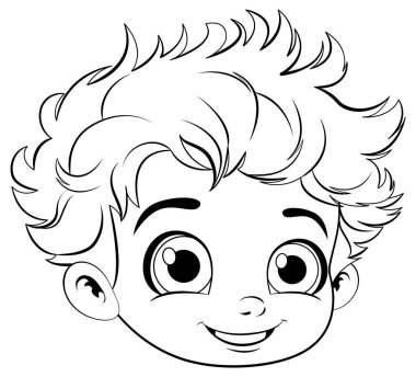 Renklendirme için Büyük Gözlü Sevimli Çocuk