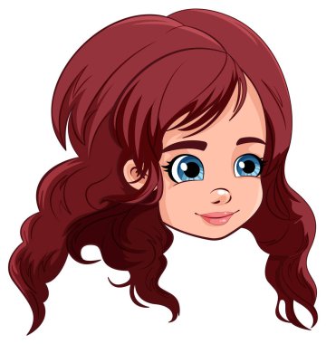 Kız baş çizgi film karakteri izole edilmiş.