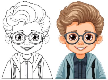 Sarı Saçlı Çocuk ve Kahverengi Gözlü Resim Çizimi