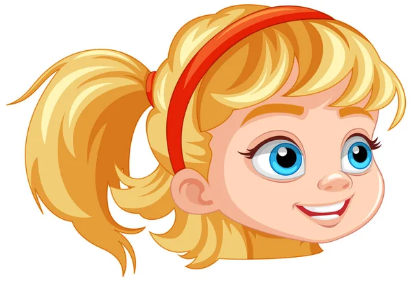 Słodkie Blondynka Dziewczyna Głowa Niebieski Oczy Ilustracja — Wektor stockowy