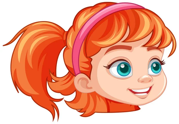 Chica Con Cara Pelo Rojo Ilustración Dibujos Animados — Vector de stock