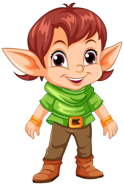 Boy Christmas Elf Character Illustration — Stock Vector