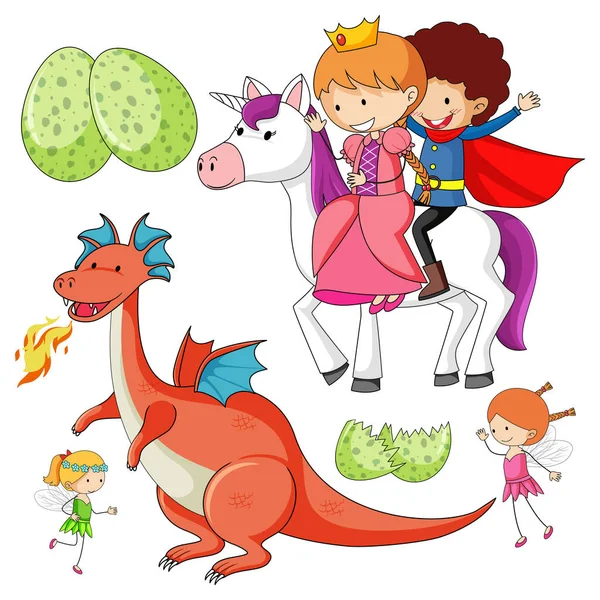 Fairy Tale Stripfiguren Illustratie — Stockvector