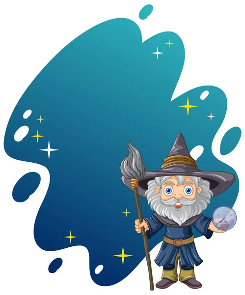 Wizard Cartoon Character Black Space Text Illustration — Stock Vector
