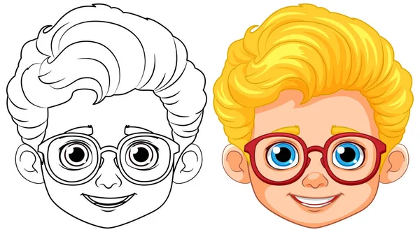 Chlapec Blond Vlasy Hnědé Oči Obrys Pro Zbarvení Ilustrace — Stockový vektor