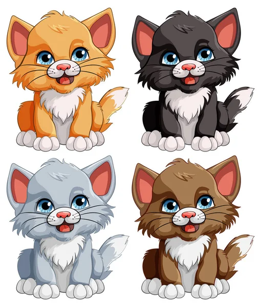 Collezione Carino Baby Tiger Cartoon Personaggi Illustrazione — Vettoriale Stock