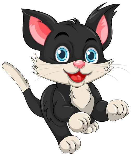 Black Cat Cartoon Character Illustration — Stok Vektör