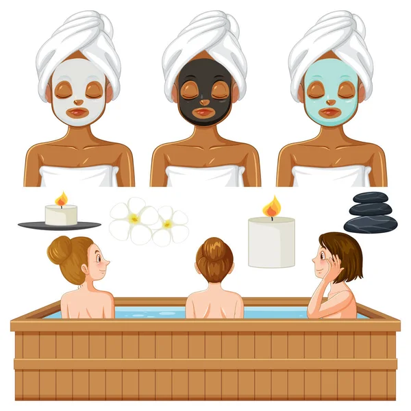 Spa Und Sauna Self Care Elemente Kollektion Illustration — Stockvektor