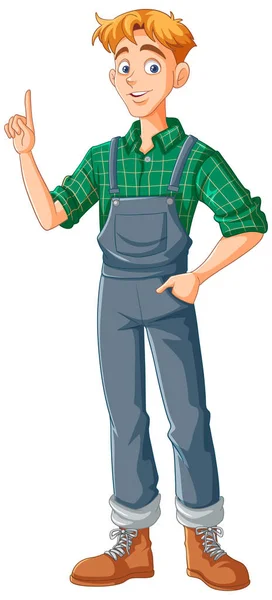 年轻男性农民卡通人物插图 — 图库矢量图片
