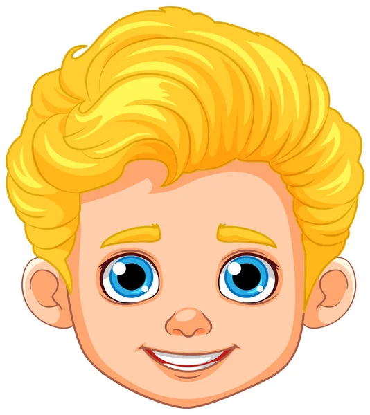 Αγόρι Κεφάλι Ξανθά Μαλλιά Και Μπλε Μάτια Εικονογράφηση — Διανυσματικό Αρχείο