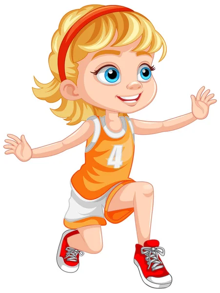 Girl Wearing Basketball Outfit Illustration — Stock Vector